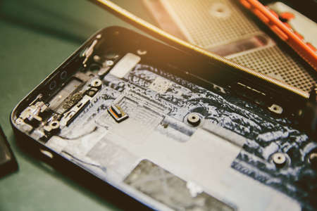 Mobile crushers that are repaired for electronic technicians.の写真素材