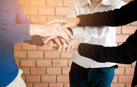Group asia businessman together create a mutually beneficial business relationship. Teamwork
