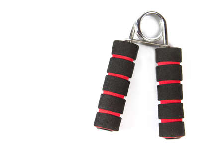 Black and red hand trainer,Hand exercise isolated on white backgroundの写真素材
