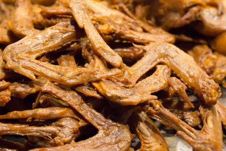 Chinese braised duck or Winged boiled duck . Street food in thailandの写真素材