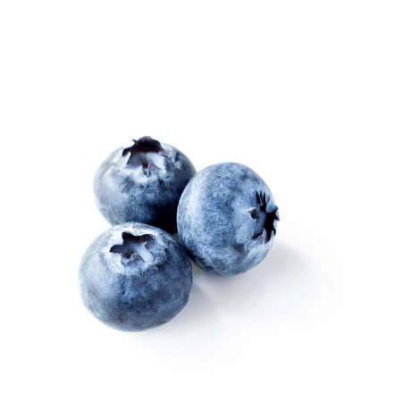 Fresh Blueberries on white wood backgroundの写真素材