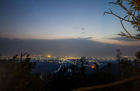 City of nigth light with blue sky background