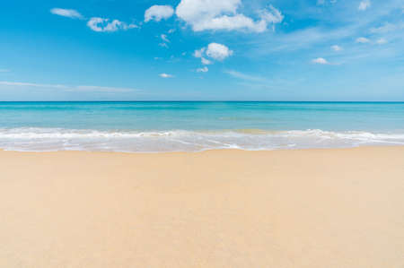 beautiful beach with white sand and blue sky. Seascape at Phuket thailand