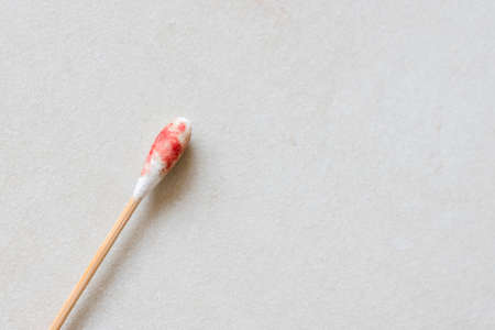 Blood from the accident wound on a cotton swab Leave space for your text.の写真素材