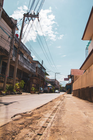 Film grain  29 May 2020. Show special geographical charm feel of different Living condition, daily life During the quarantine of the COVID-19 epidemic in Suburban country environment Lamphun Thailandのeditorial素材