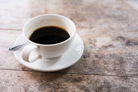 Aroma coffee cup on wooden table in the morning copy space your textの写真素材