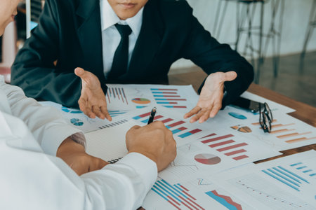 business accountants meeting Report presenting graph growthat coffee shop.の写真素材