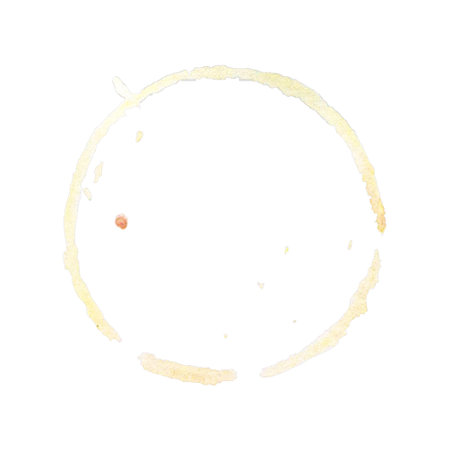 circle from the bottom cup- real coffee water paint on white paper in many strokes and techniques of a brush. Illustration aroma beverage brush as coffee art isolated on white background.の写真素材