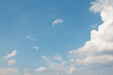 Blue sky and clouds in the weather day outdoor nature environment abstract backgroundの写真素材
