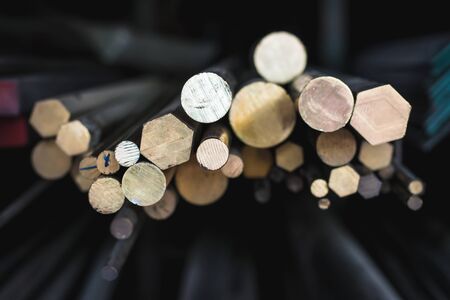 Brass rods sale at storehouseの写真素材