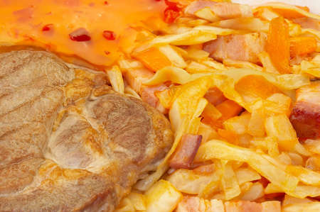 Ready meal with cabbage in sauceの写真素材