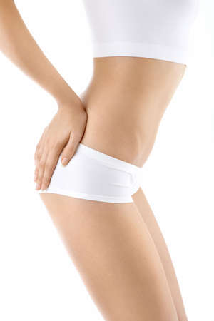 Close up - a side view of area of the female body, isolatedの写真素材