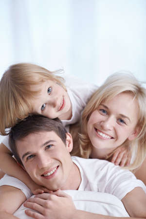 Portrait of an attractive young familyの写真素材