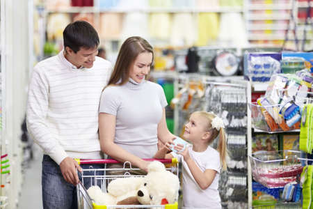 Family is shopping at the storeの写真素材