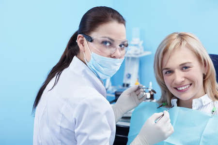 The patient and dentist in dentalの写真素材