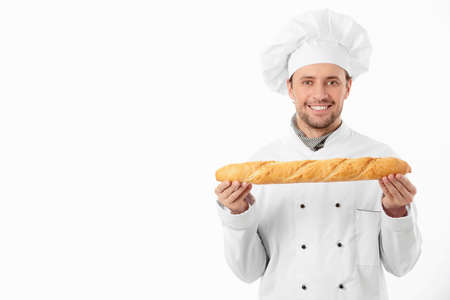 Cook the bread on a white backgroundの写真素材