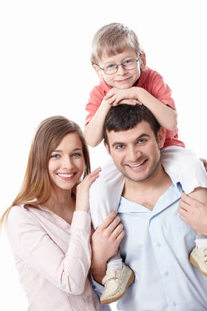 A young family on white backgroundの写真素材