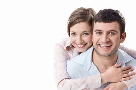 The happy couple on white backgroundの写真素材