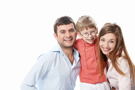 Laughing family on a white backgroundの写真素材