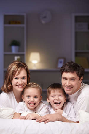 A happy family home eveningの写真素材