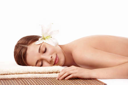 A beautiful young woman relaxingの写真素材