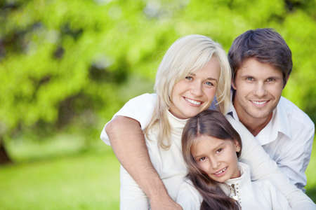 Young family with children outdoorsの写真素材