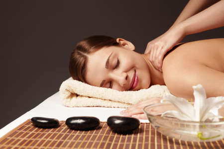 A young attractive girl make massageの写真素材