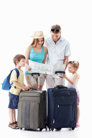 Families with children see the map on a white backgroundの写真素材