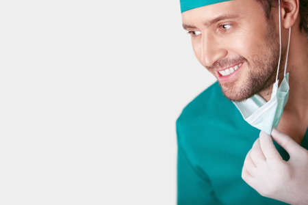 Portrait of a doctor on a white backgroundの写真素材