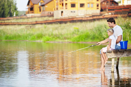 Father and daughter fishing