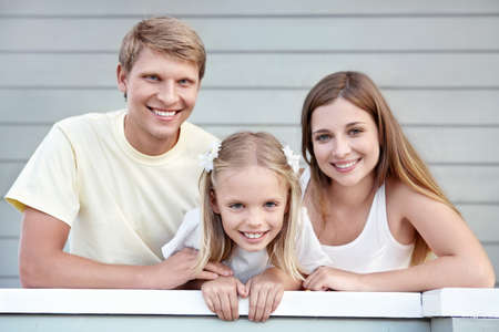 Portrait of a happy familyの写真素材