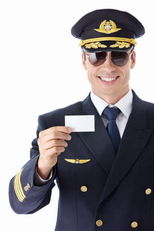 Aviator sunglasses with a business card on a white backgroundの写真素材