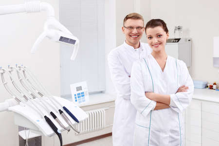 Dentists in the form at the clinicの写真素材