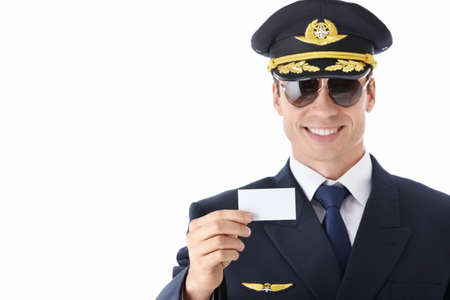 The pilot of a business card on a white backgroundの写真素材