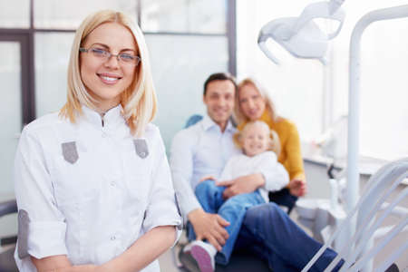 Family in the dentist's officeの写真素材