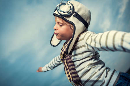 Little child in helmet and glassesの写真素材