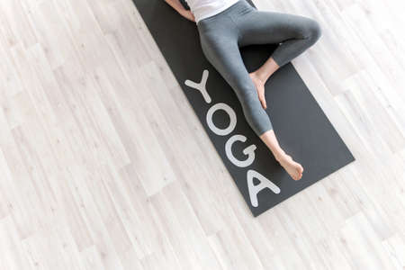 Young girl with the words Yogaの写真素材