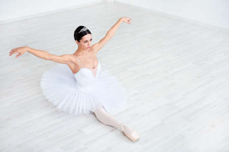 Beautiful young ballerina in pointeの写真素材