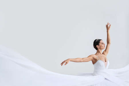 Young ballet dancer with white plumeの写真素材