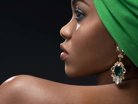 Young african woman in the studioの写真素材