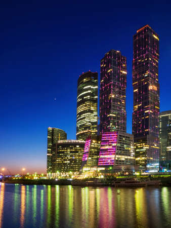 Building is illuminated at nightの写真素材