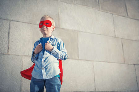 Little boy dressed as Supermanの写真素材