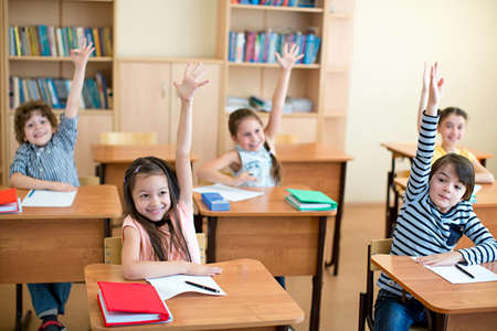 School children in a classroomの写真素材