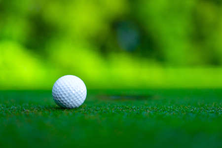 Golf ball on a lawnの写真素材