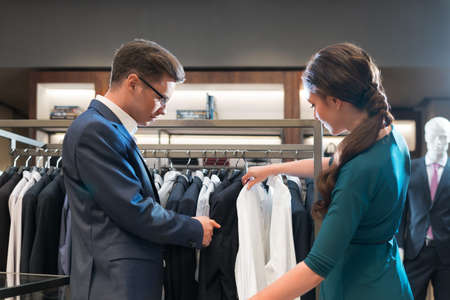 Young couple in storeの写真素材