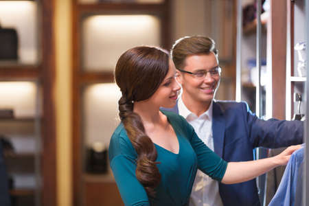 Young couple in shopの写真素材