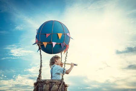 Little child in the skyの写真素材