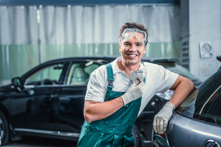 Smiling man in uniformの写真素材