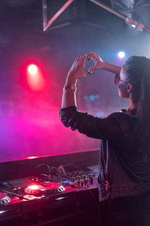 Young dj with mixing controlの写真素材