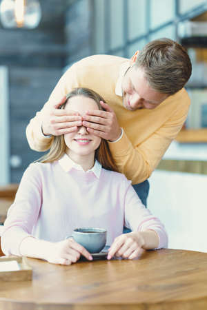 Meeting of a young coupleの写真素材